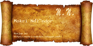 Mokri Nándor névjegykártya
